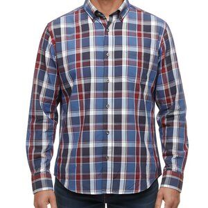New Tasso Elba Plaid Button up Shirt Men s size L 16-16  1/2